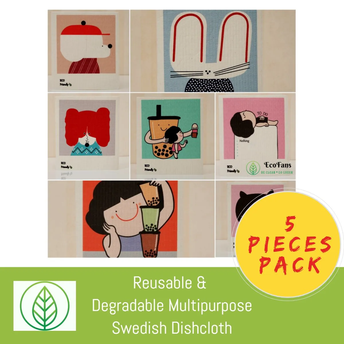 Swedish Dishcloth – Multi-Pack Cellulose Sponge Cloths
