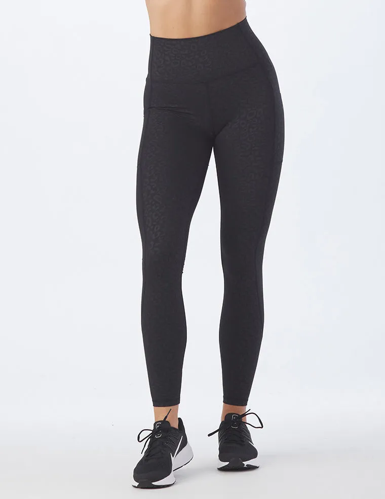 Taper Legging: Black Leopard Gloss