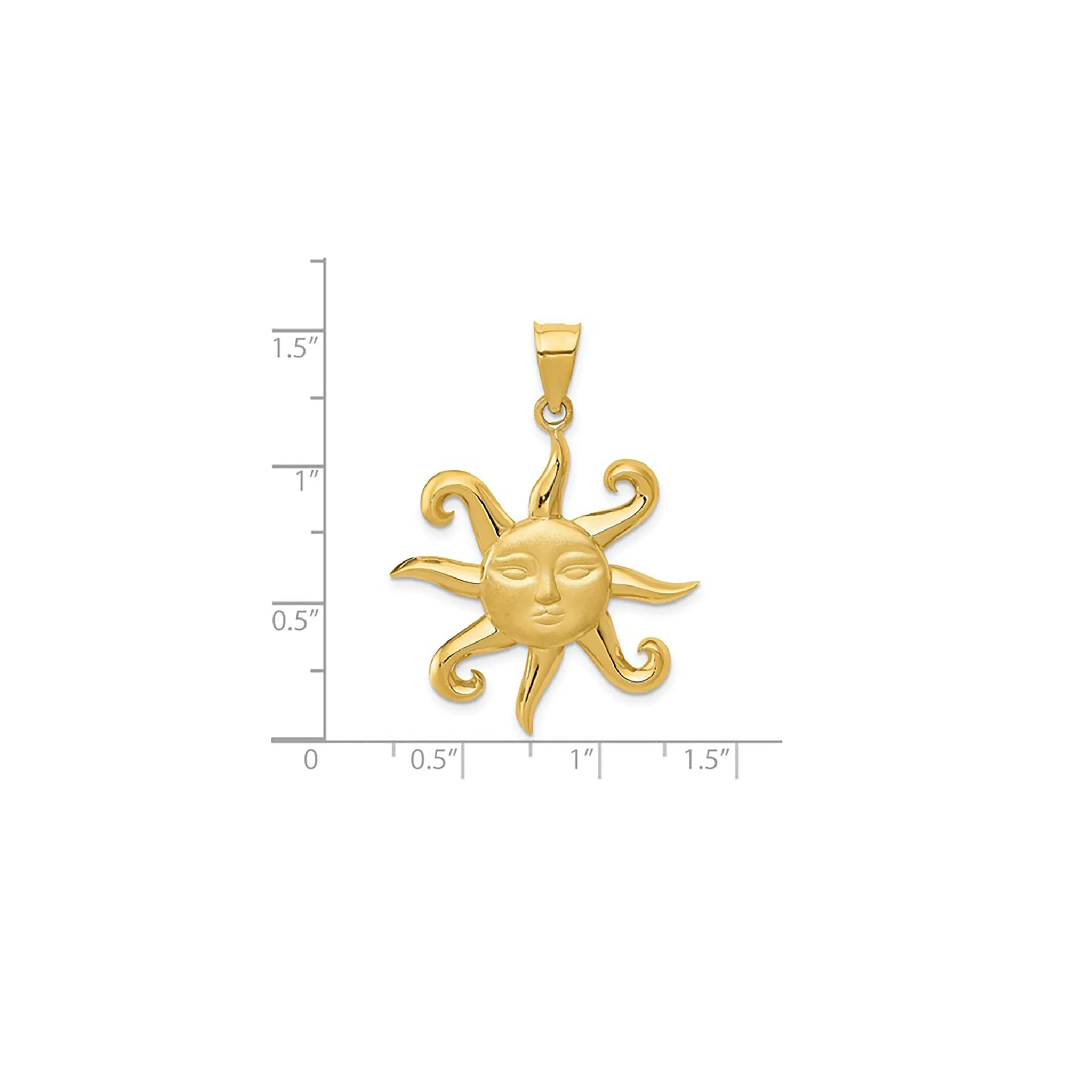 Textured Sun Face Pendant (14K)