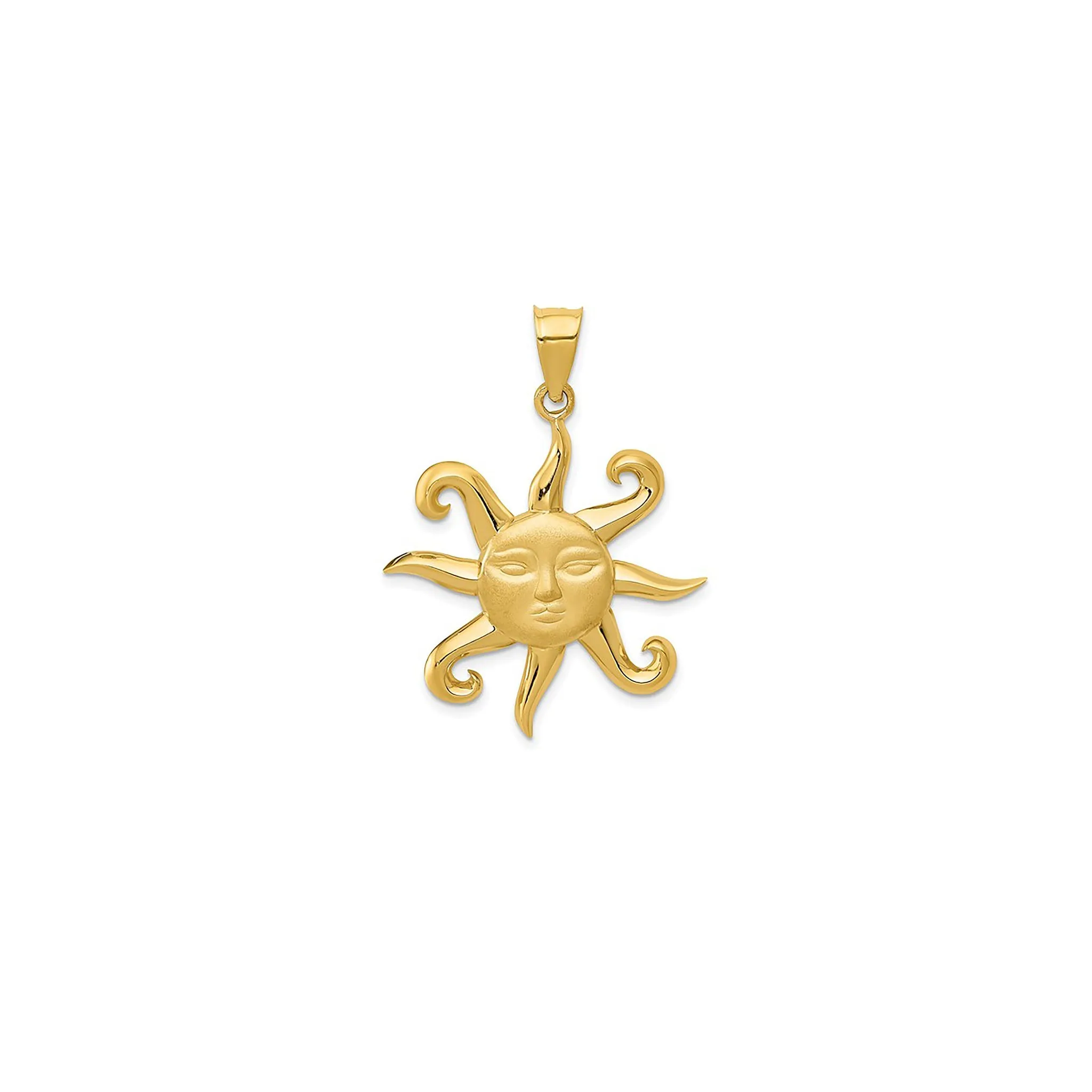 Textured Sun Face Pendant (14K)