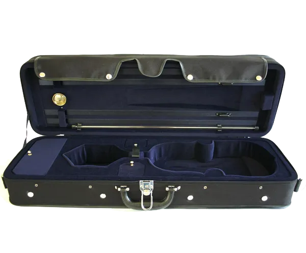 TG Oblong Violin Case Hill Style 1/2 - Black with Blue Interior