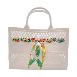 The Soleil Cutout Jelly Tote w/ Scarf