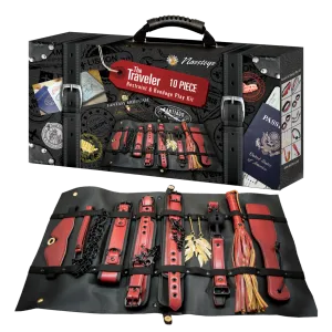THE TRAVELER 10 PIECE RESTRAINTS & BONDAGE PLAY KIT-MAROON