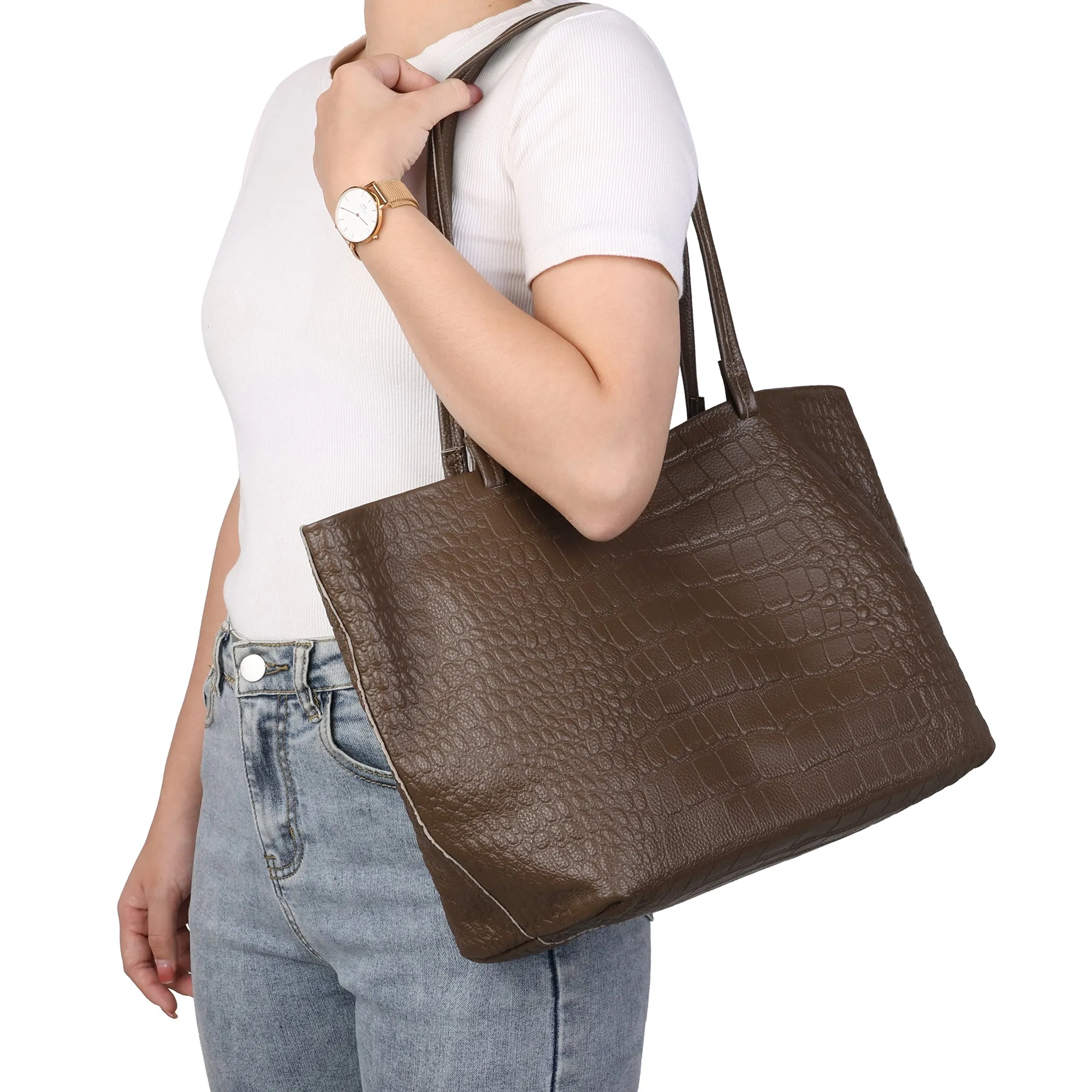 Tiffany & Fred Embossed  Croco Full-Grain Leather