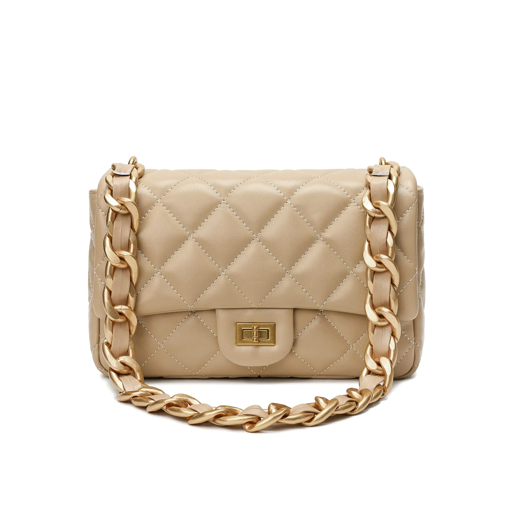 Tiffany & Fred Quilted Sheepskin Leather Shoulder Bag