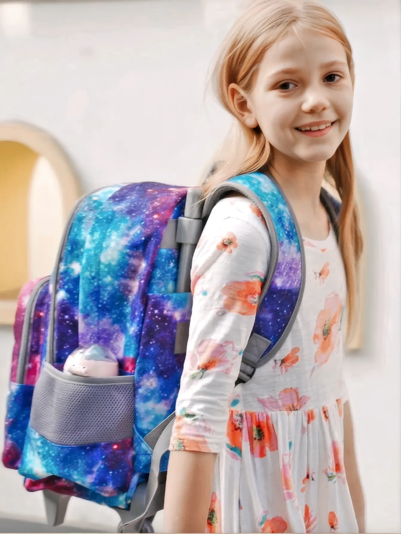 Tilami Purple Colorful Sky Double Handle Rolling Backpack 18 inch with Lunch Bag