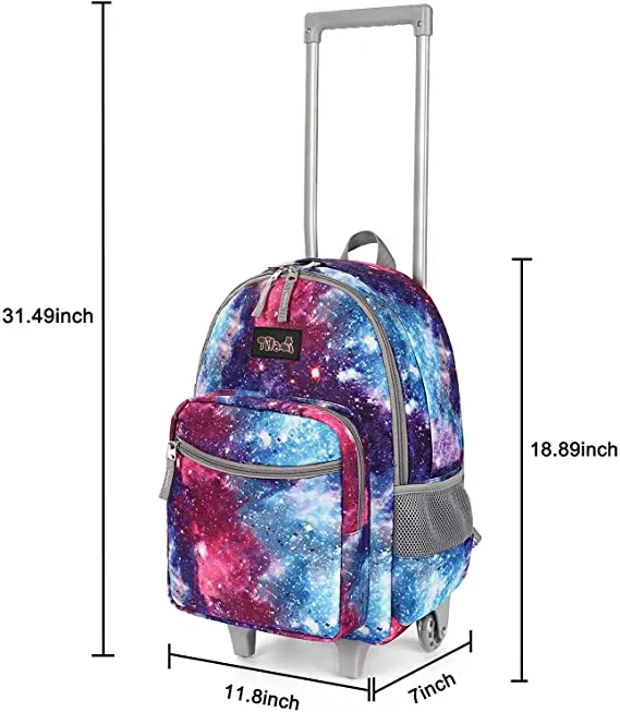 Tilami Purple Colorful Sky Double Handle Rolling Backpack 18 inch with Lunch Bag