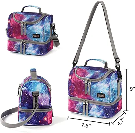 Tilami Purple Colorful Sky Double Handle Rolling Backpack 18 inch with Lunch Bag