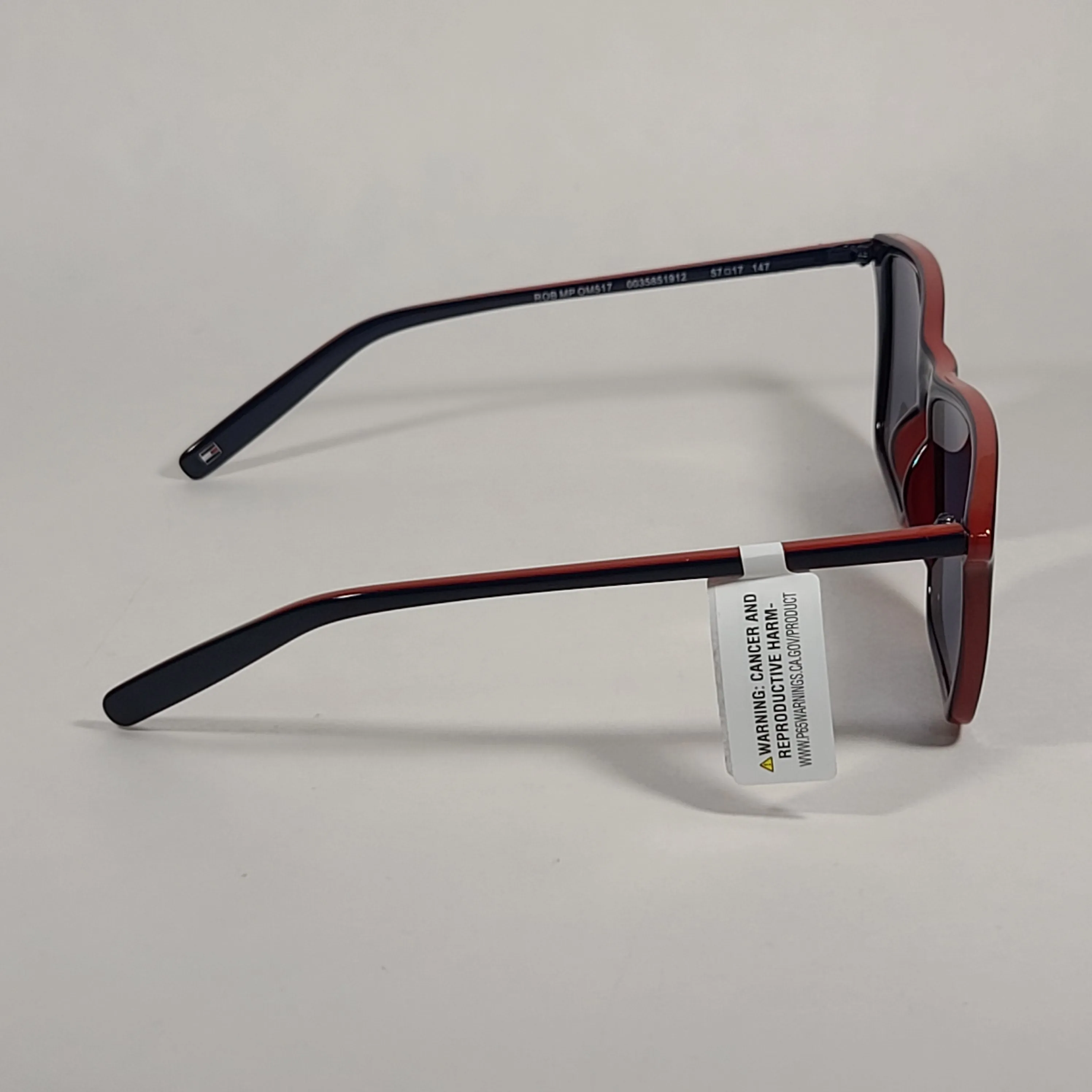 Tommy Hilfiger Rob Square Sunglasses Two Tone Navy Blue Red Gray Lens ROB MP OM517