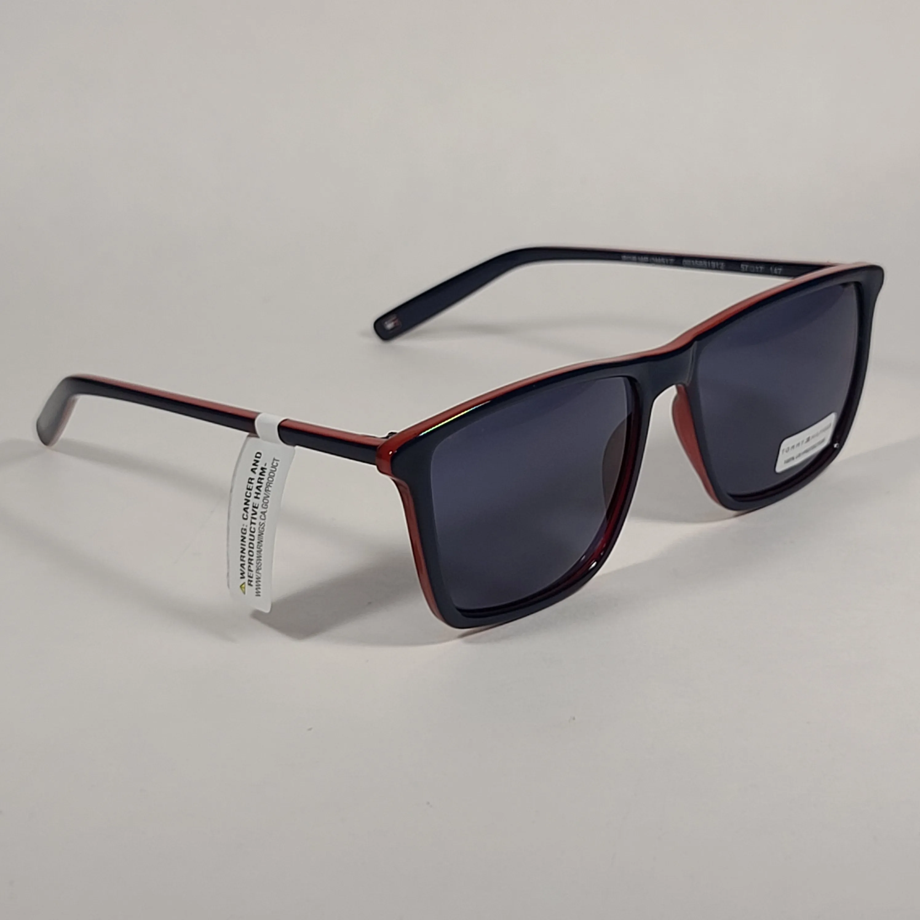 Tommy Hilfiger Rob Square Sunglasses Two Tone Navy Blue Red Gray Lens ROB MP OM517