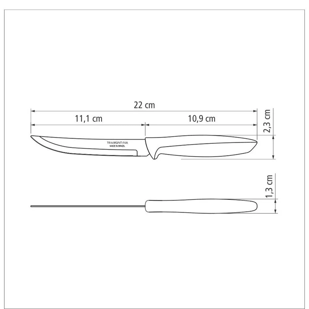 Tramontina Plenus Stainless Steel Utility/Fruit Knife Polpropylene Handle - Grey