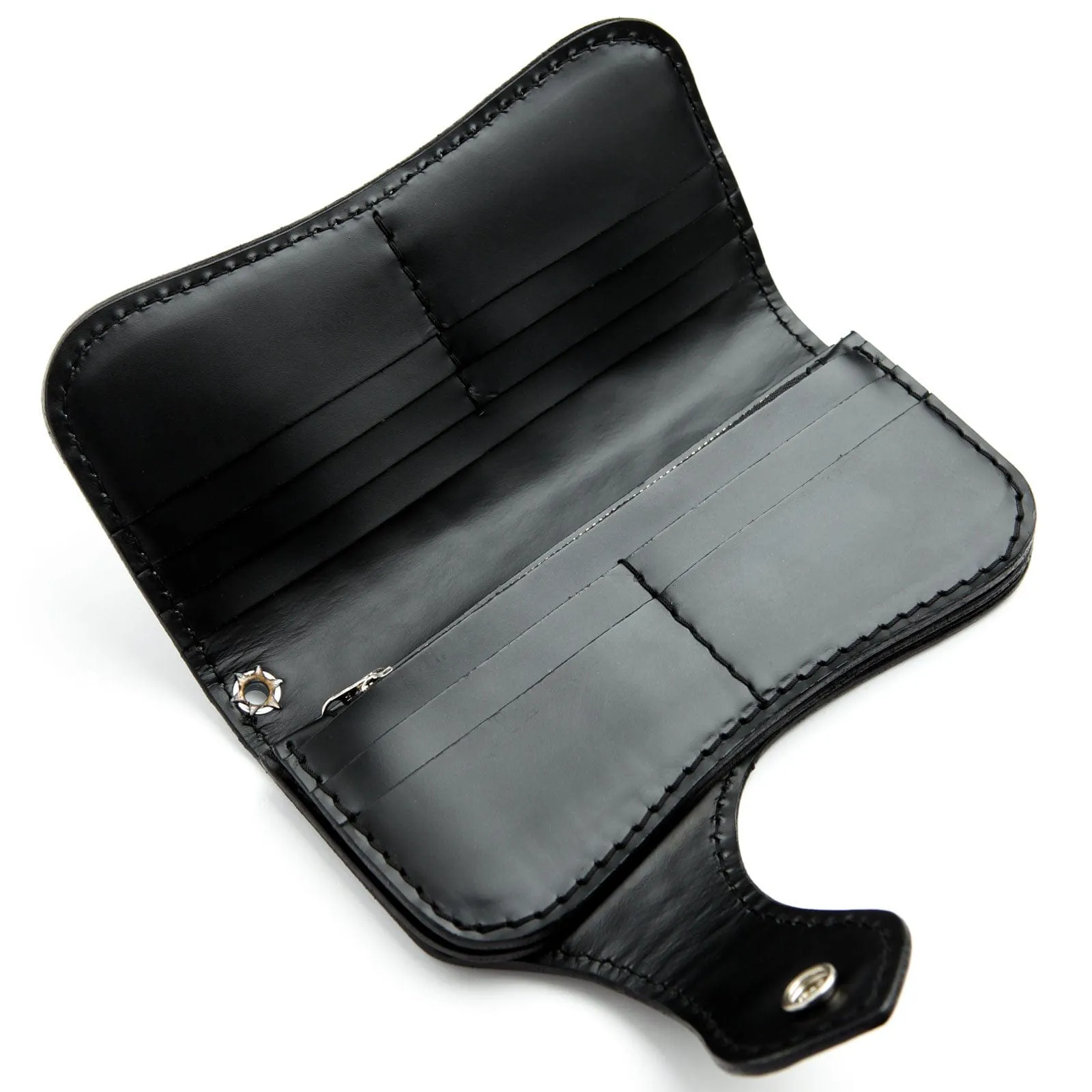 Tribal Skull Carved Genuine Leather Biker Wallet