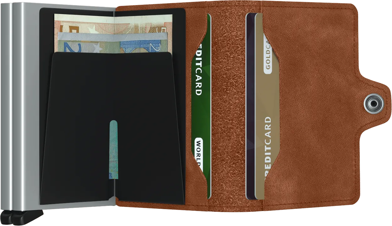 Twinwallet Vintage Cognac-Silver