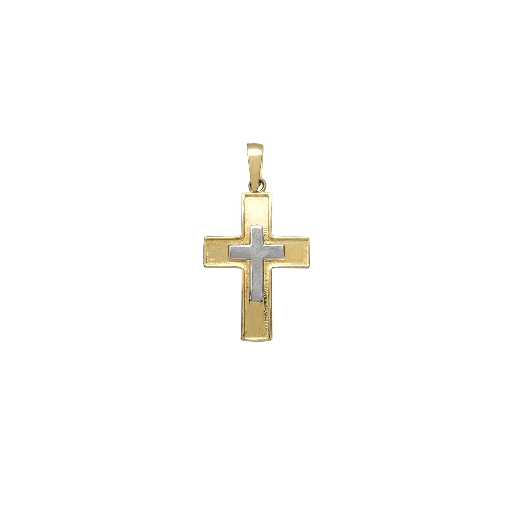 Two-Tone Cross Pendant (14K)