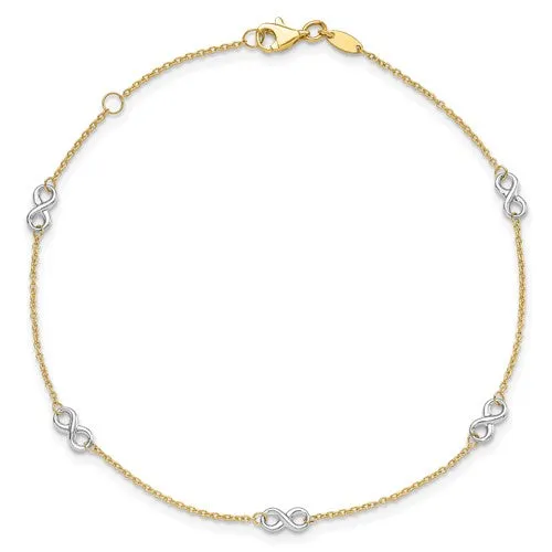 Two Tone Infinity Anklet Bracelet (14K)
