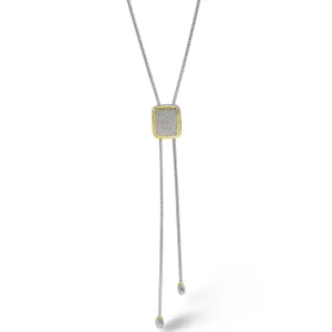 TWO TONE PAVE CRYSTAL PENDANT TASSEL NECKLACE #12504NK-TT (FC17)
