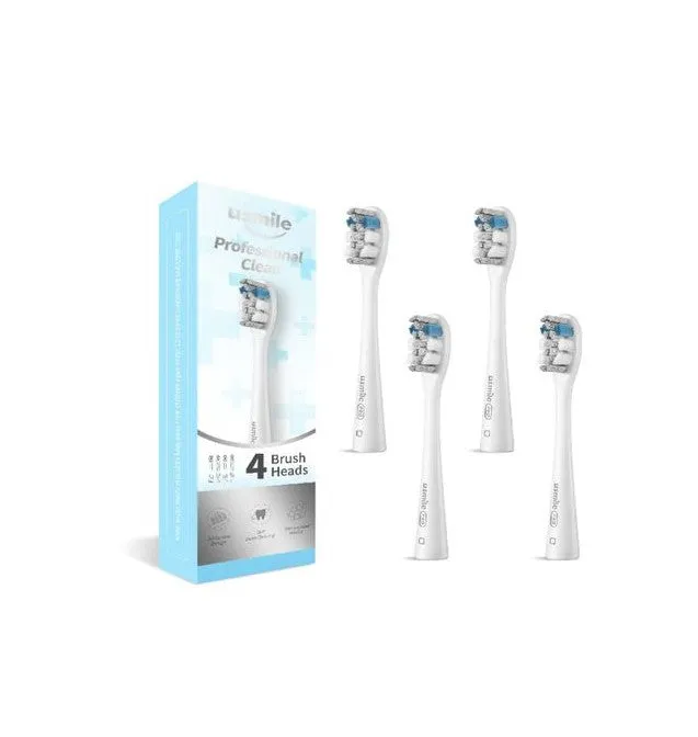 usmile Professional Clean Brush Head - White - 4 Brush Heads
