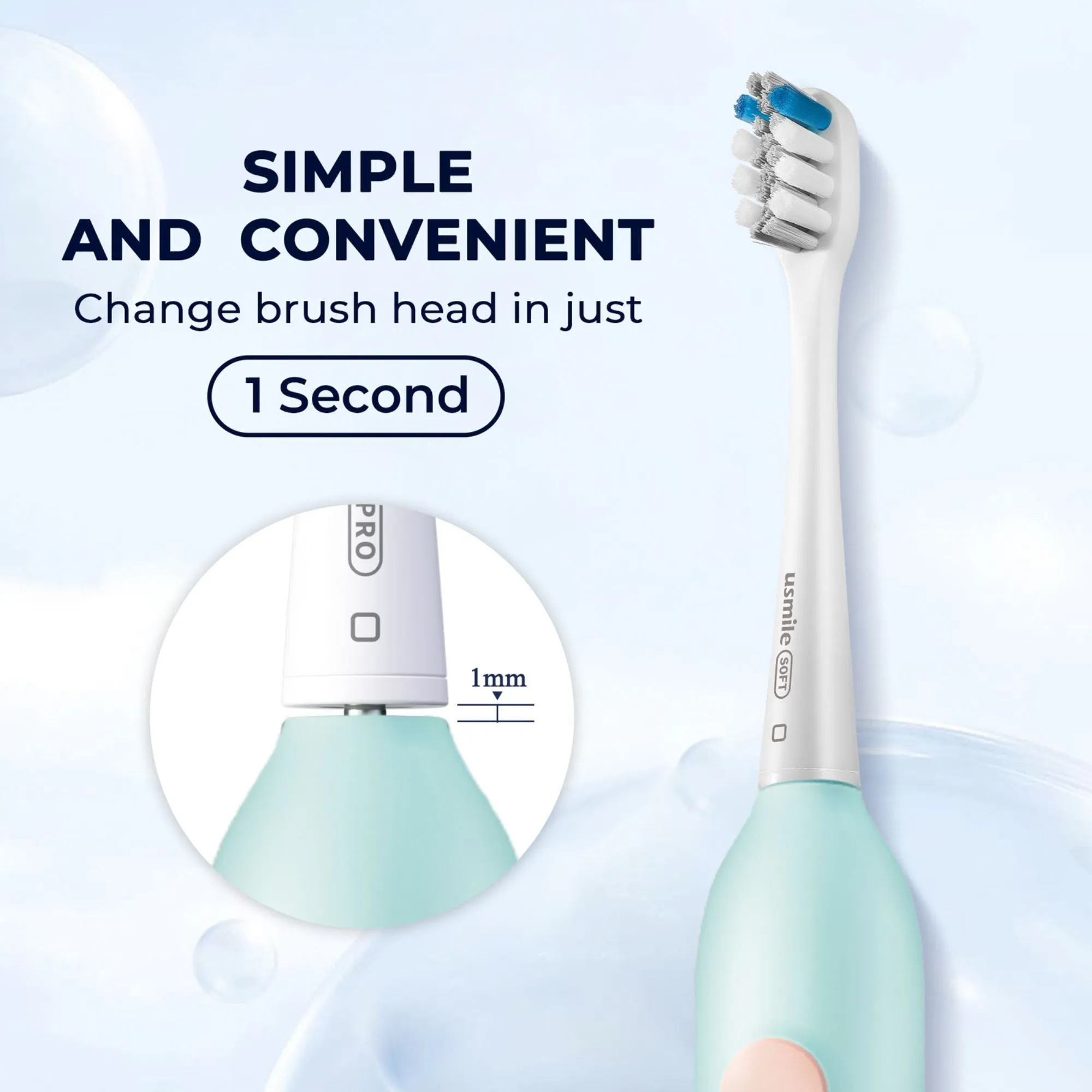 usmile Professional Clean Brush Head - White - 4 Brush Heads