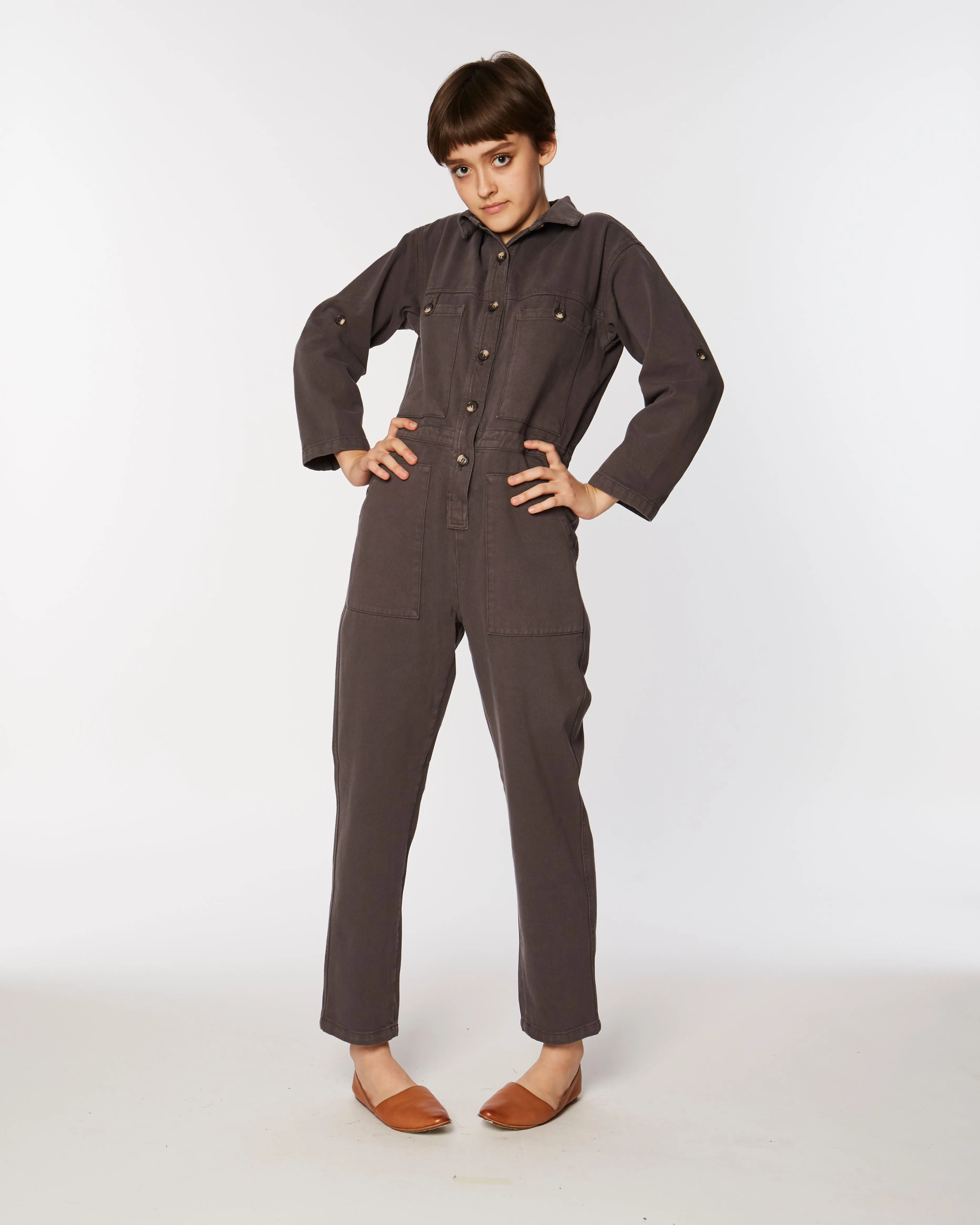 Utility jumpsuit in brown