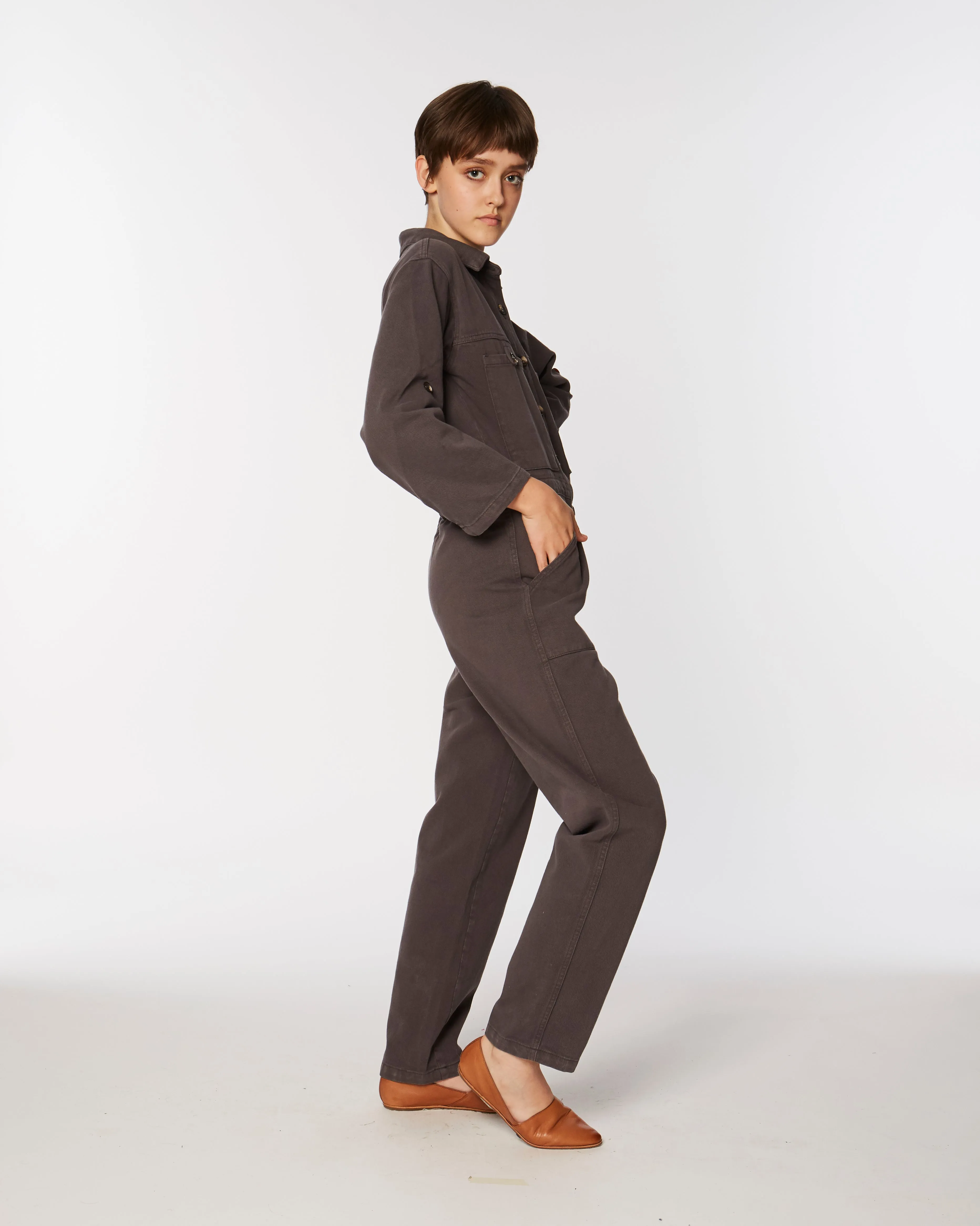 Utility jumpsuit in brown