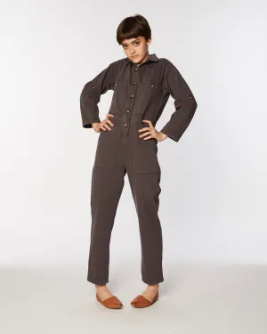 Utility jumpsuit in brown