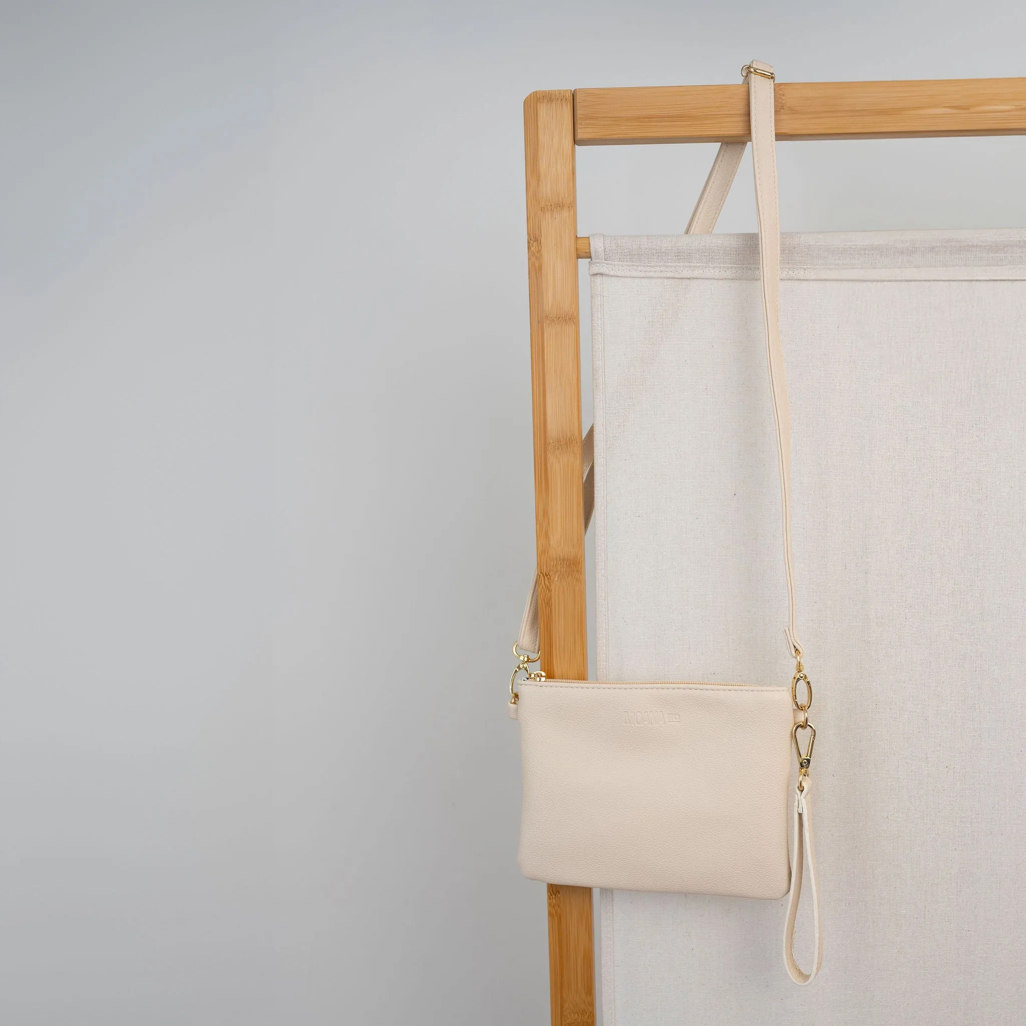 Vegan Leather Viaduct Clutch - Cream