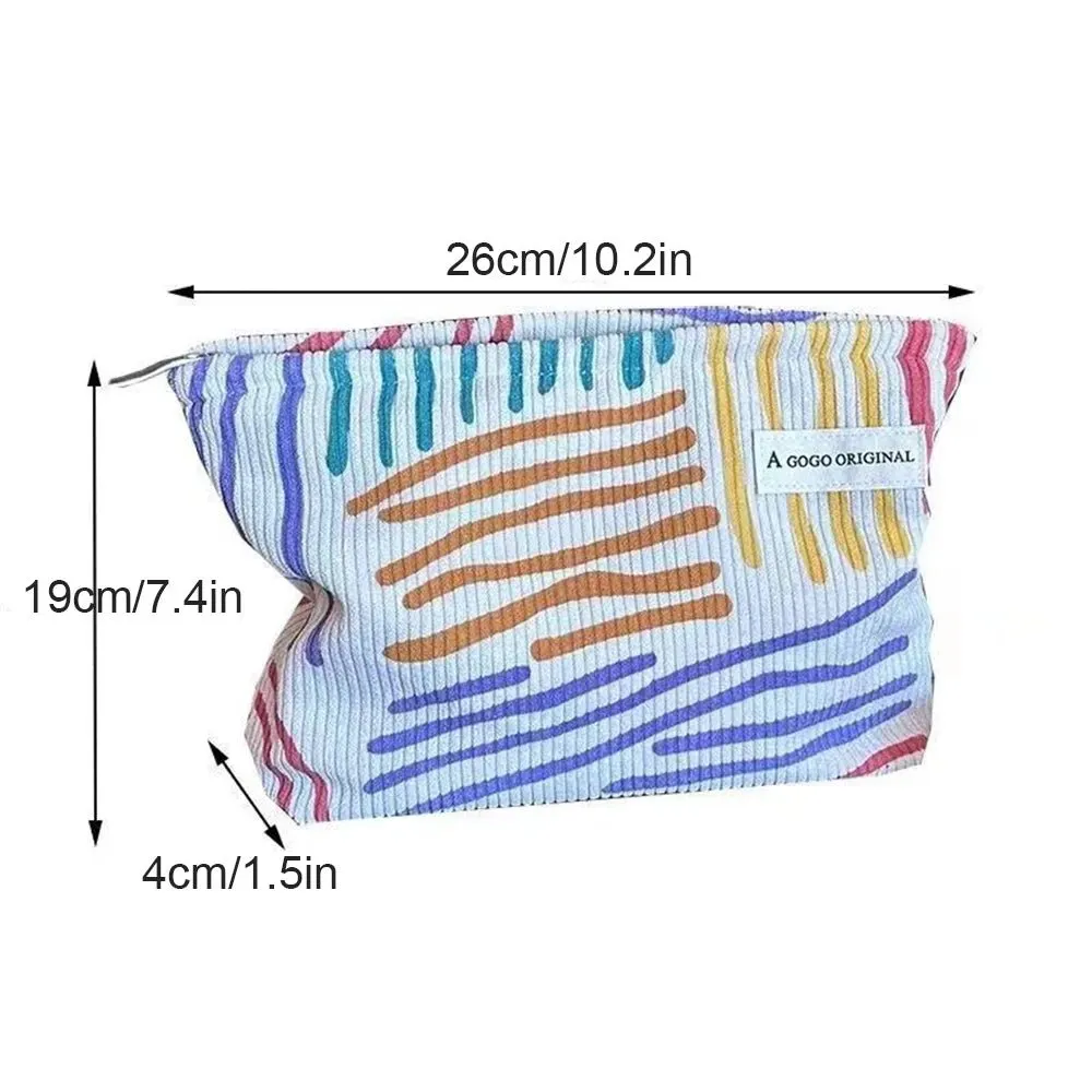 Vibrant Striped Corduroy Makeup Bag – Stylish and Functional for Everyday Use