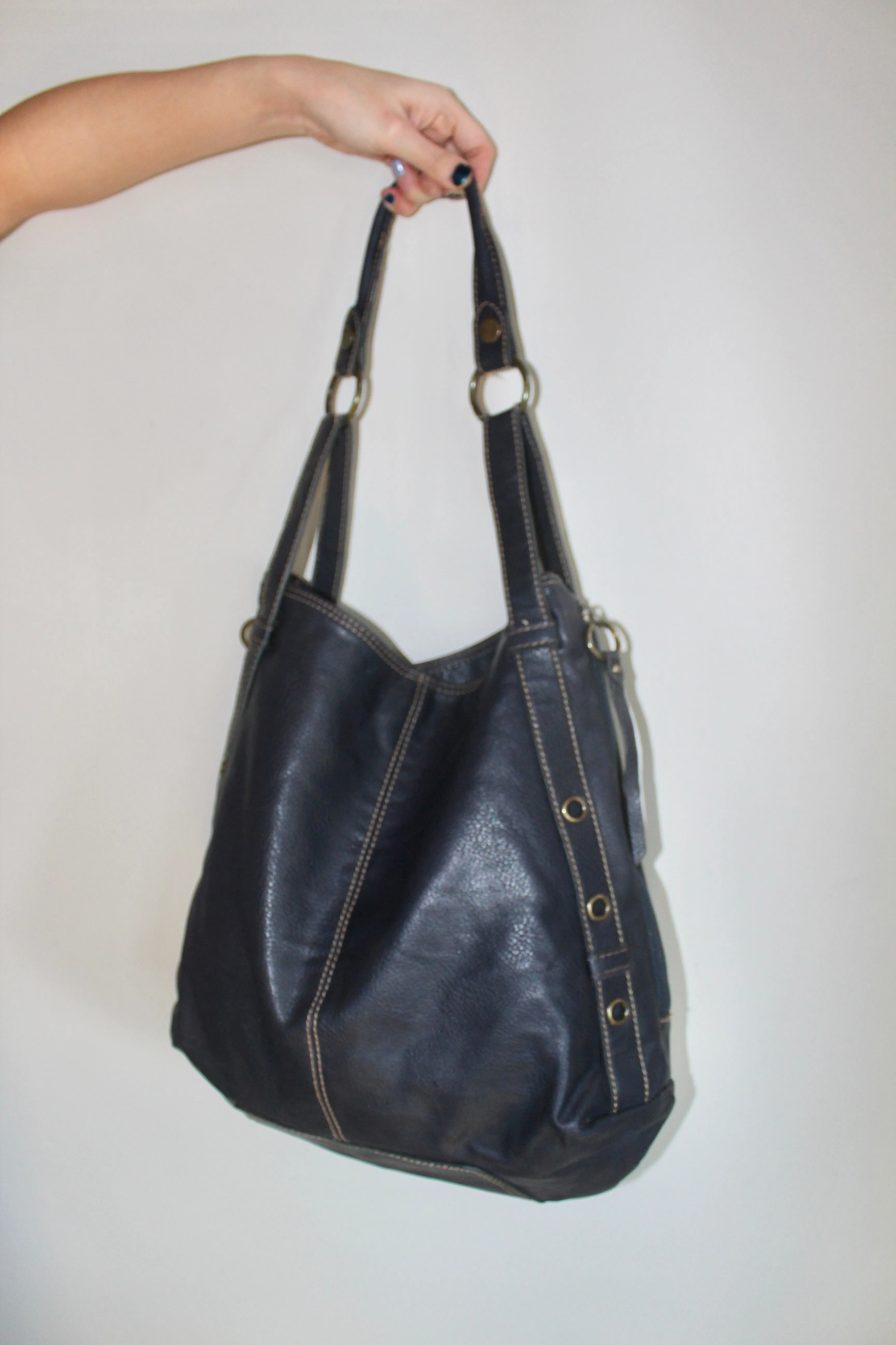 Vintage 90s Midnight Blue Retro Tote