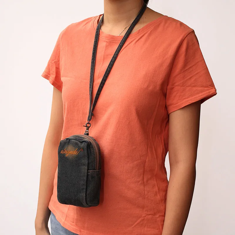Vintage Womens Denim Mini Pouch with Shoulder Strap Denim Small Phone Purse Bag for Women