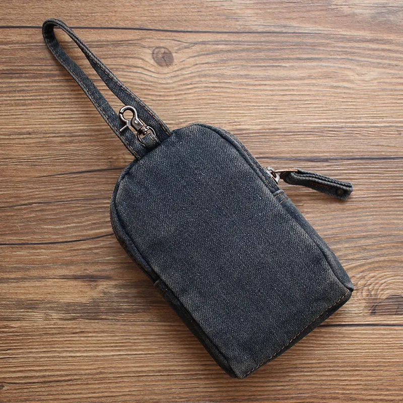 Vintage Womens Denim Mini Pouch with Shoulder Strap Denim Small Phone Purse Bag for Women
