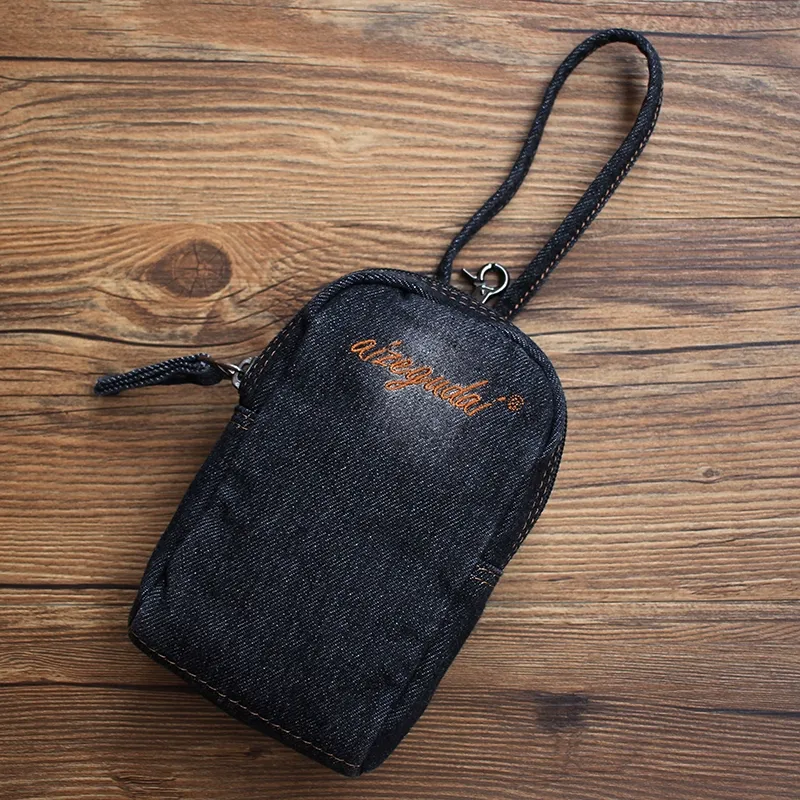 Vintage Womens Denim Mini Pouch with Shoulder Strap Denim Small Phone Purse Bag for Women