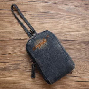 Vintage Womens Denim Mini Pouch with Shoulder Strap Denim Small Phone Purse Bag for Women