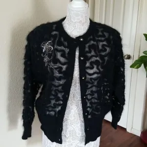 Vintage Eddie Dassin Angora and Lambswool Blend Cardigan Sweater