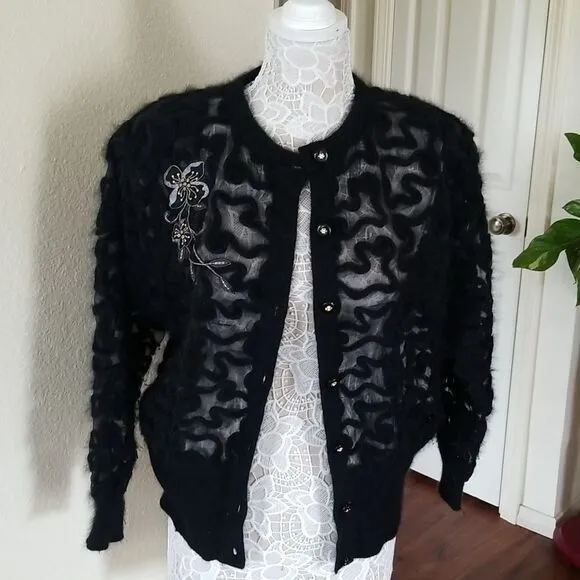 Vintage Eddie Dassin Angora and Lambswool Blend Cardigan Sweater