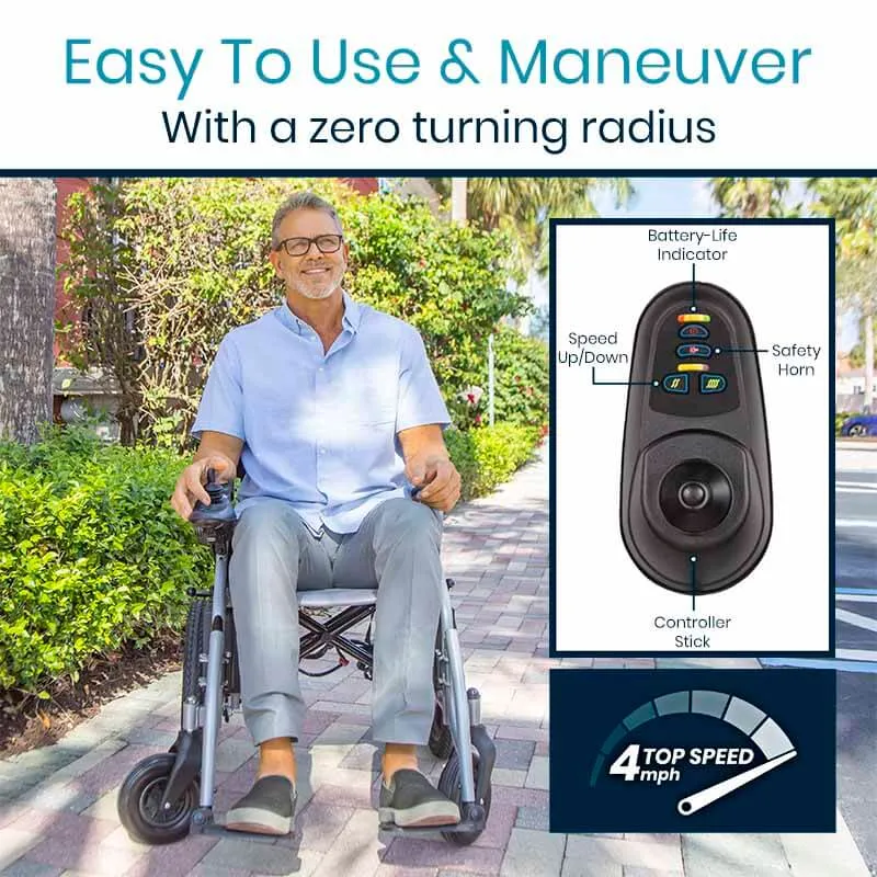 Vive Mobility Compact Power Wheelchair - Foldable Long Range Transport Aid