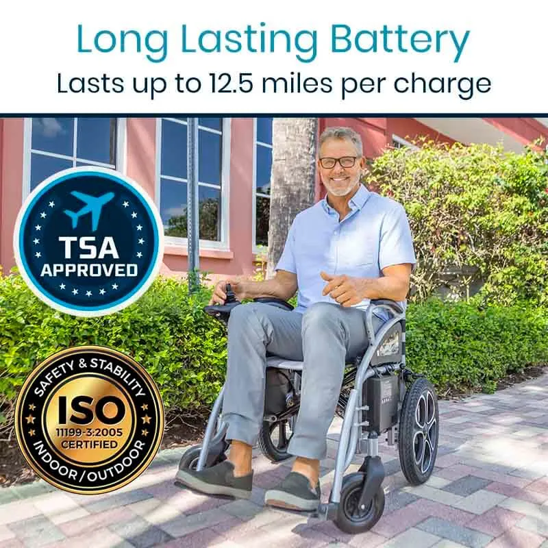 Vive Mobility Compact Power Wheelchair - Foldable Long Range Transport Aid