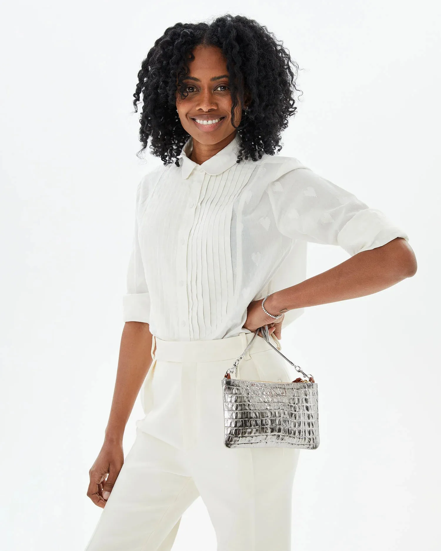 wallet clutch - silver croco