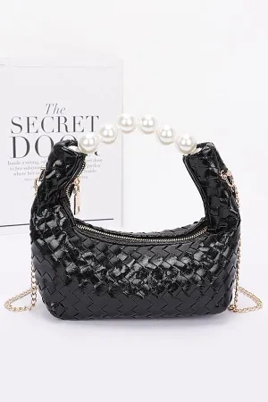 Weaved Bag with Pearl Handle