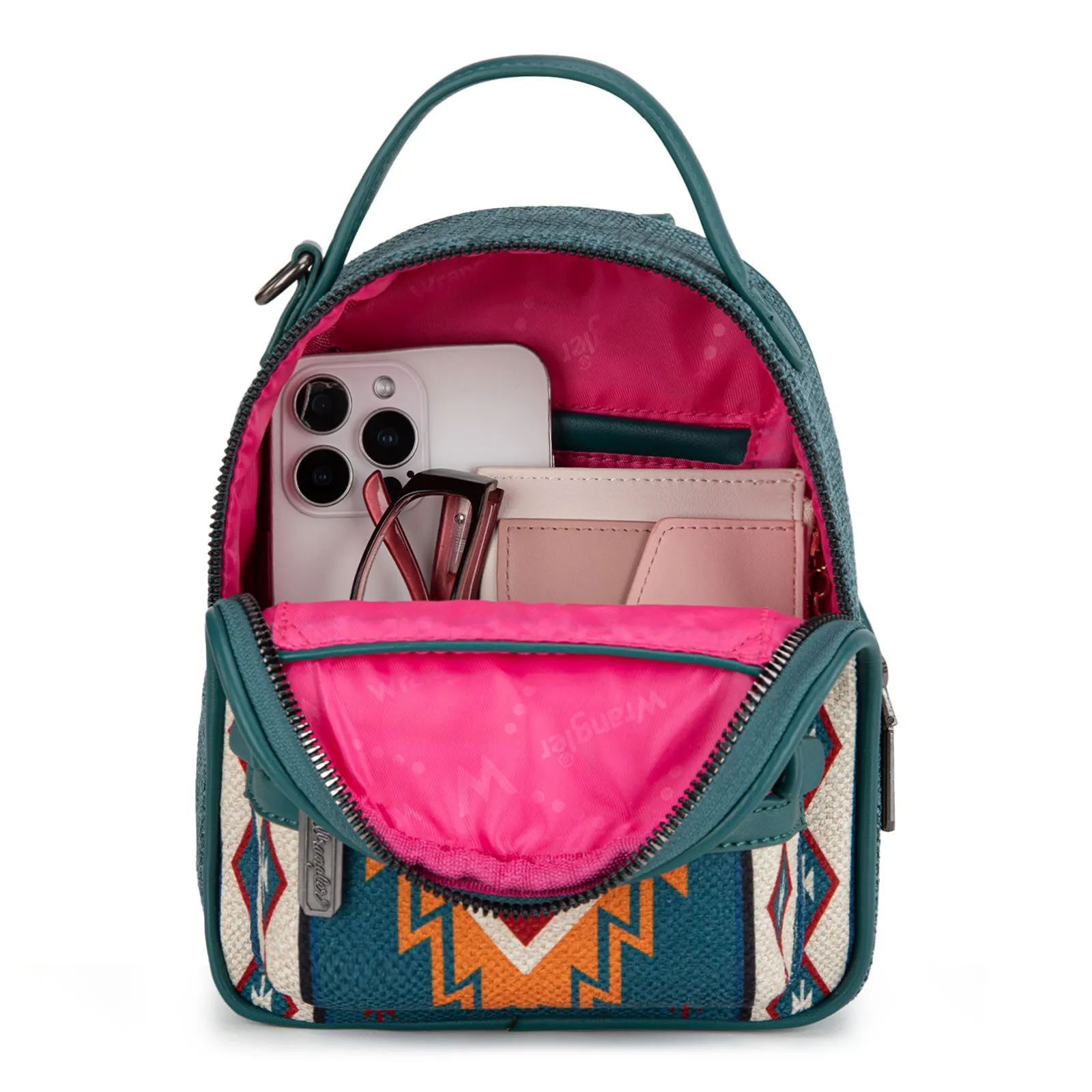 WG174-8600 Wrangler Southwestern Knitted Mini Backpack With Coin Pouch - Turquoise