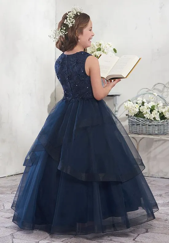 White Lace Sleeveless tulle Tutu Elegant princess dress, flower girl dresses, FG0120