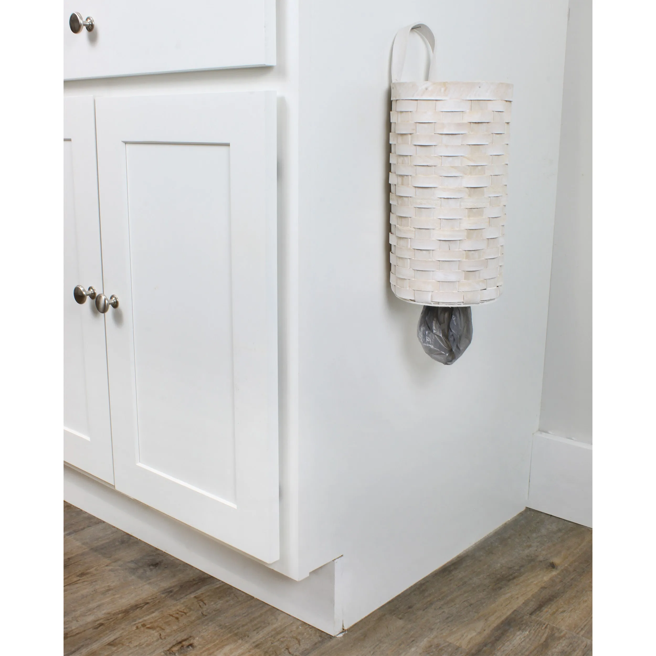 Wicker Grocery Bag Holder (Whitewashed, Case of 9)