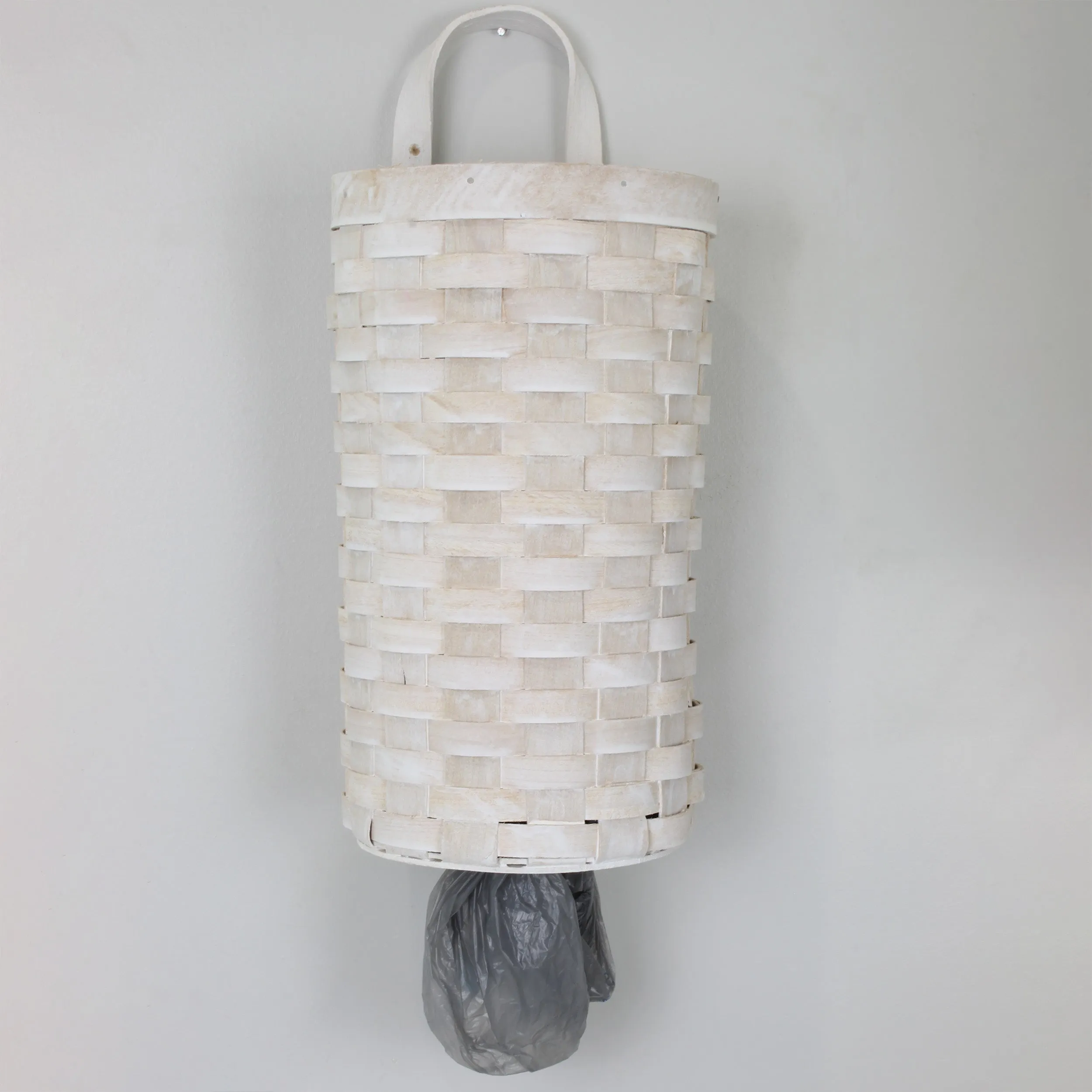 Wicker Grocery Bag Holder (Whitewashed, Case of 9)