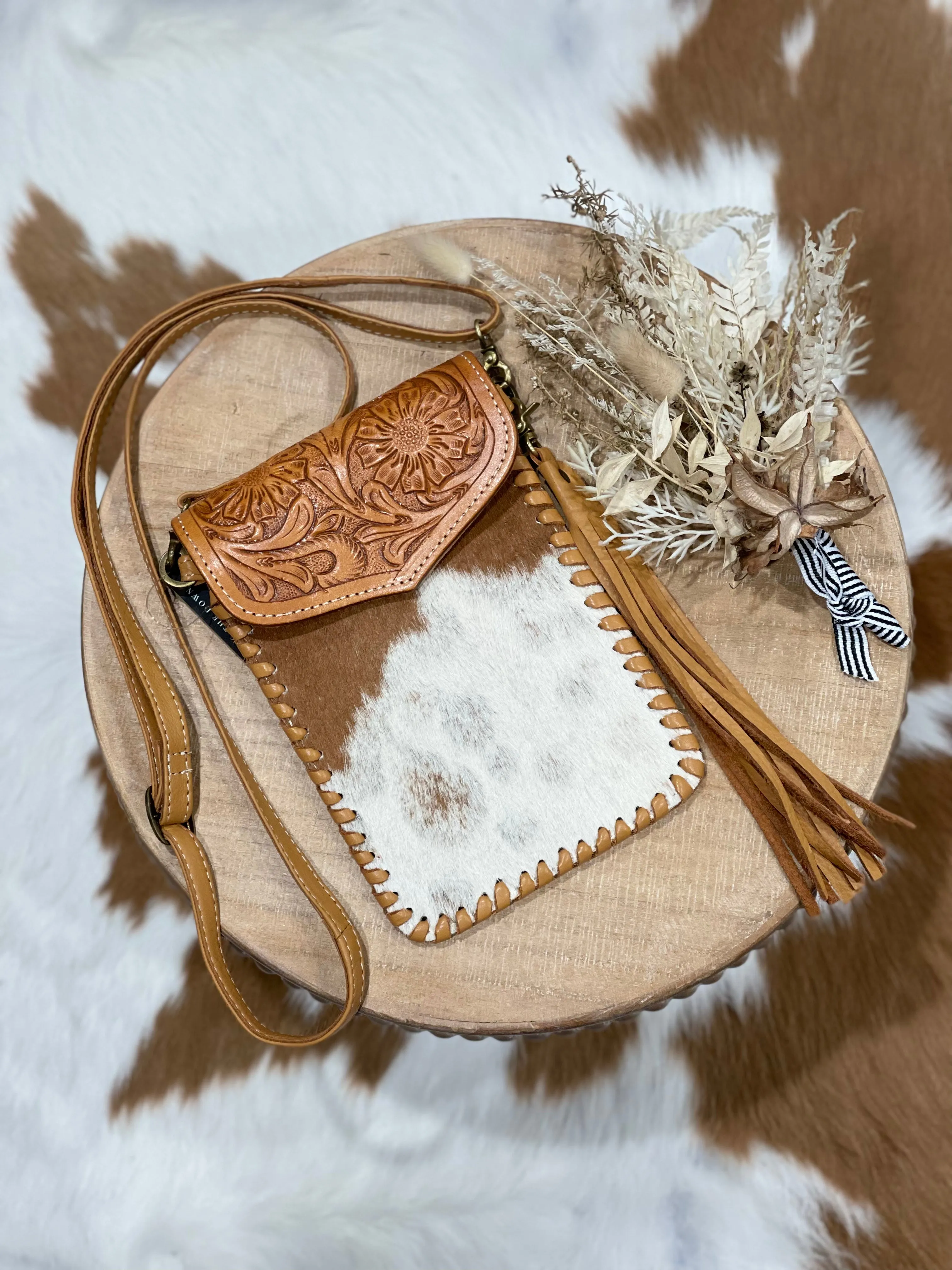 WINDORAH Cowhide & Leather Phone Bag