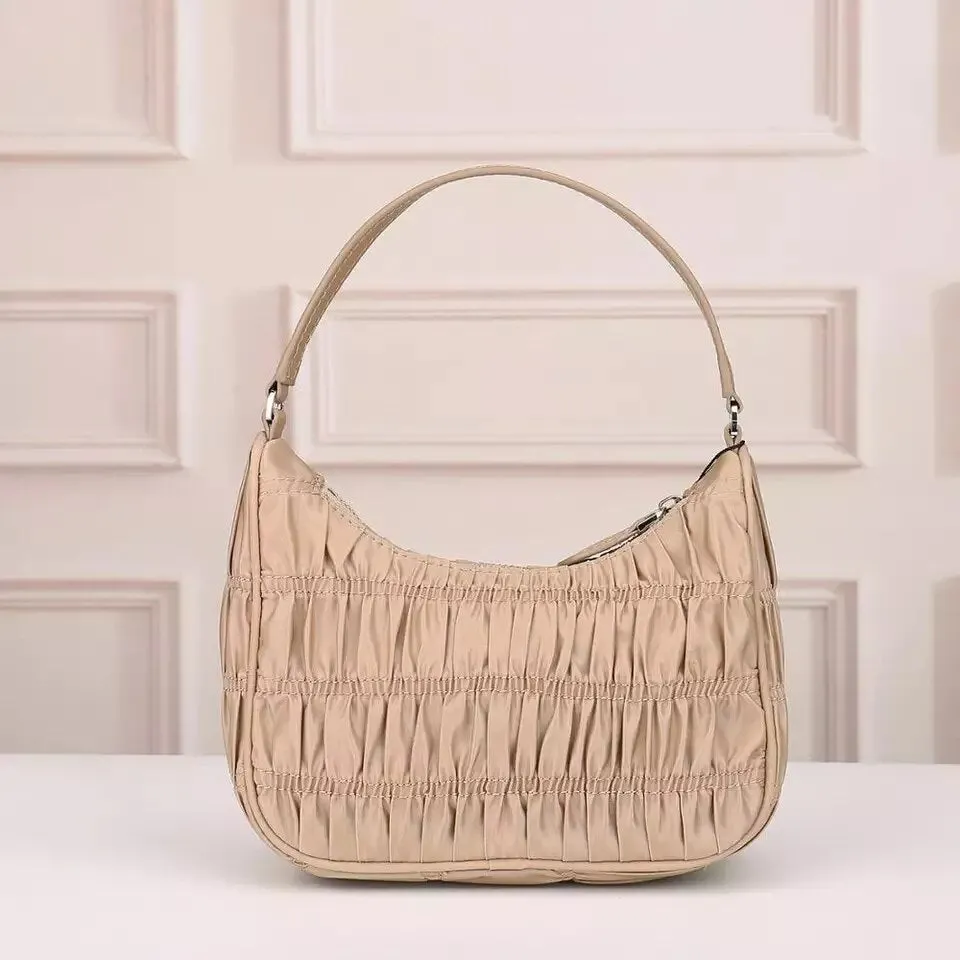 Women Hobo Pleated Bag Candy Color