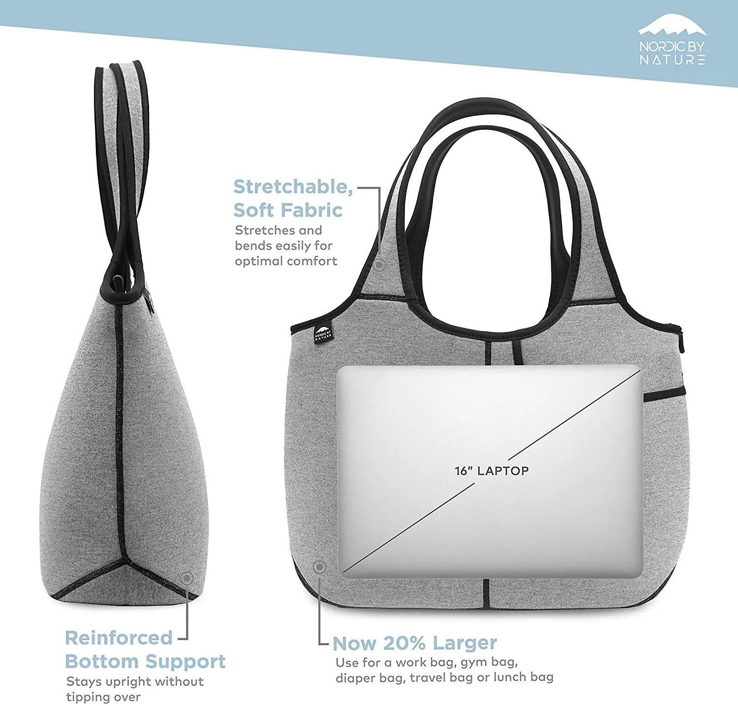 Women's Soft Tote Shoulder Bag Neoprene Handbag Laptop Computer Travel Bag Purse