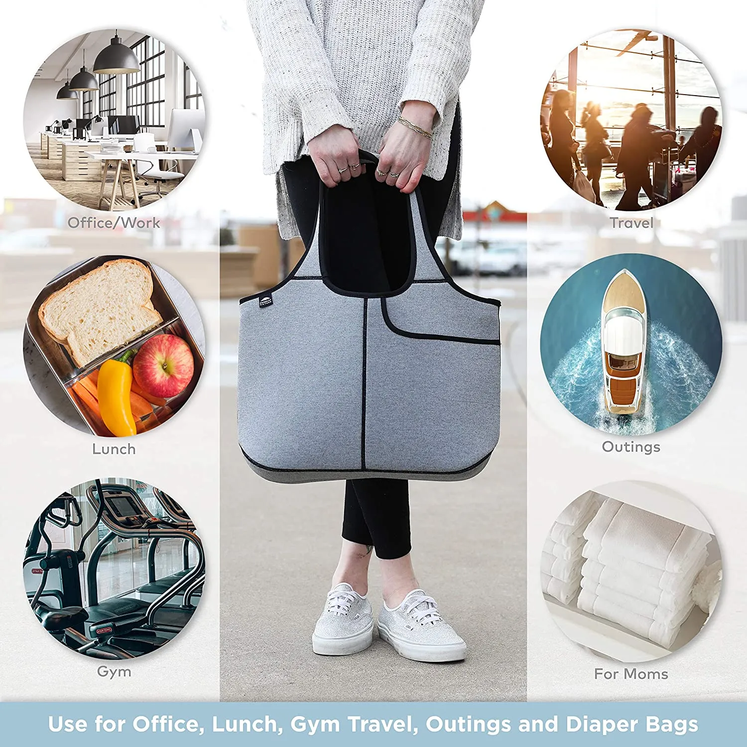 Women's Soft Tote Shoulder Bag Neoprene Handbag Laptop Computer Travel Bag Purse