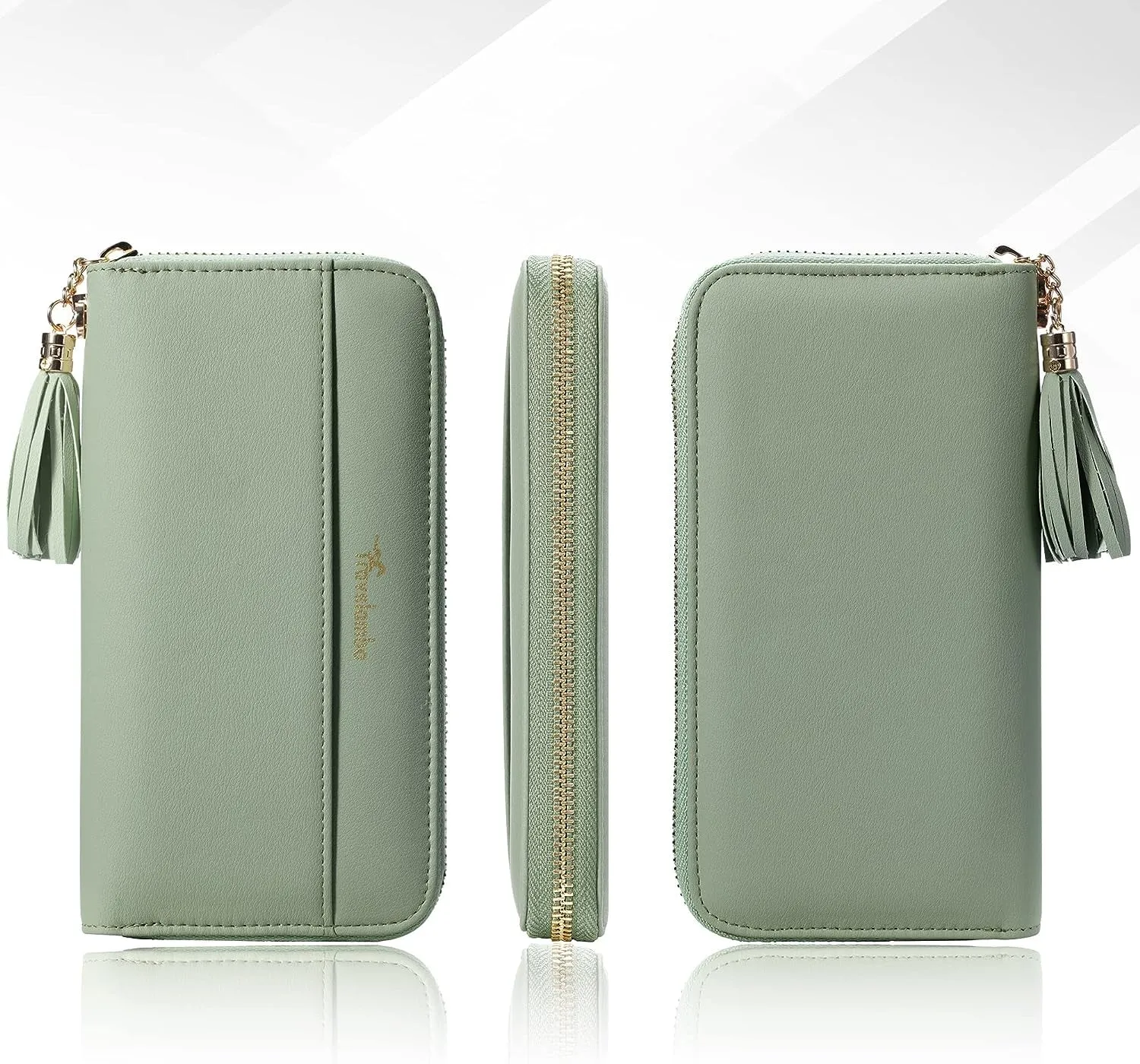 Womens Tassel Bifold Long Purse Ladies Wristlet with zipper