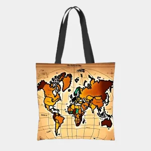 Yellow Country Map Fashion Print Tote Bag