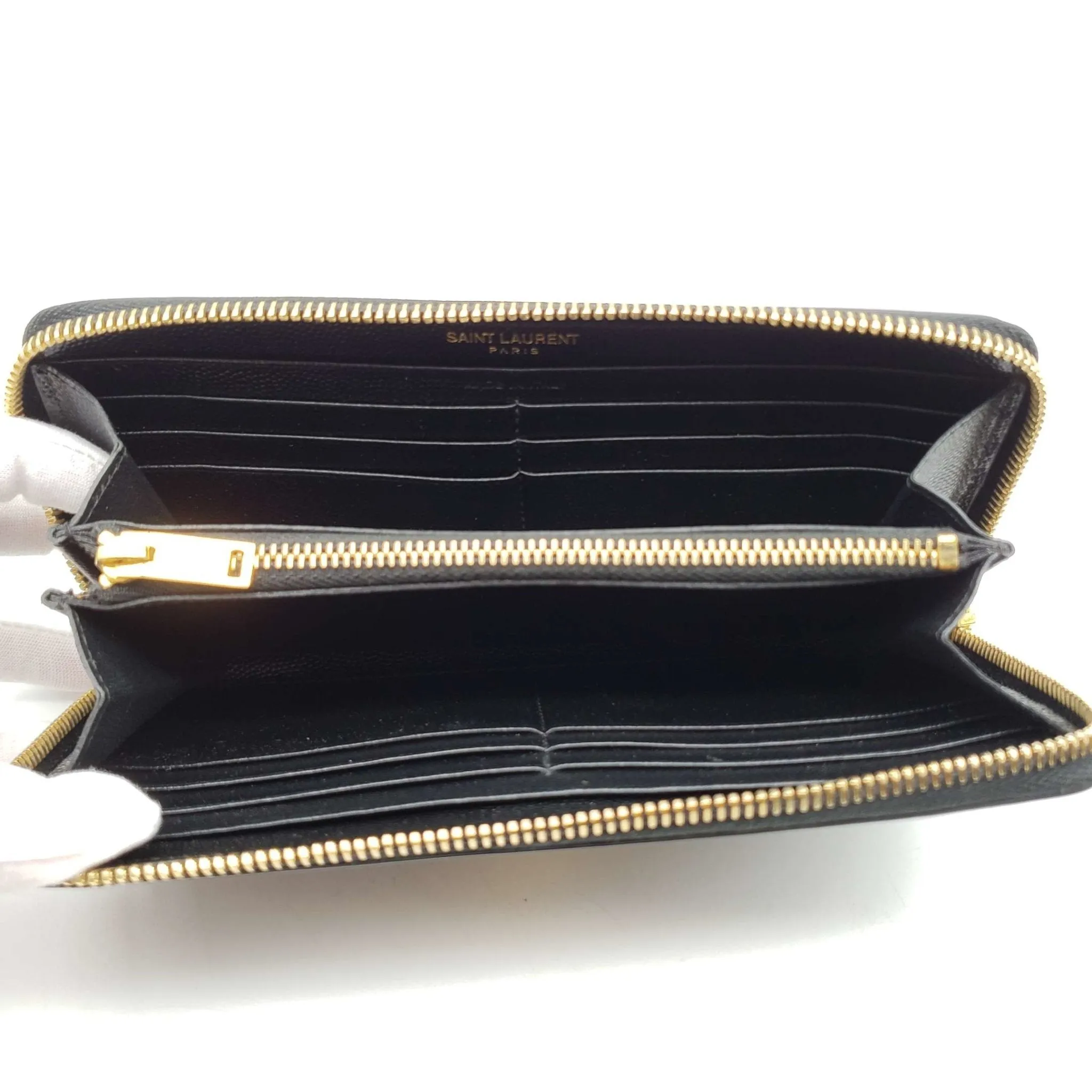 YSL Yves Saint Laurent Black Zippy Wallet