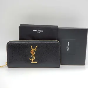 YSL Yves Saint Laurent Black Zippy Wallet
